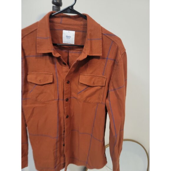 Huckberry Katin Mens M Shiloh Heavyweight Brushed Flannel Stripe Gorpcore Brown - Picture 2 of 6